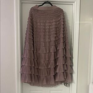 Lucky Brand Mauve Tiered Pleated Ruffle Skirt
